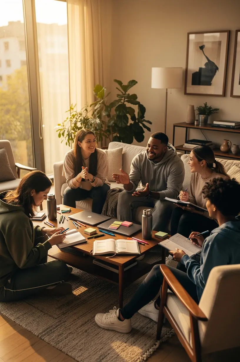 Person taking a break at a modern workspace